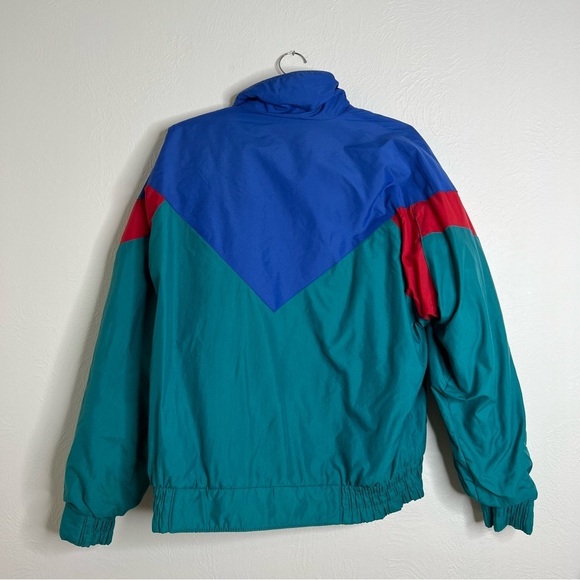 Vintage Men's Green Blue Red Long Sleeve Zip Up Front Windbreaker Jacket Size L - Picture 5 of 10